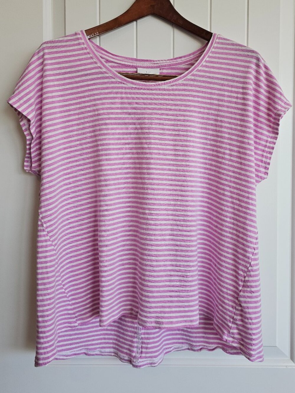 Casual Top, Linen - J. Jill Purple & White Striped Tee 2X